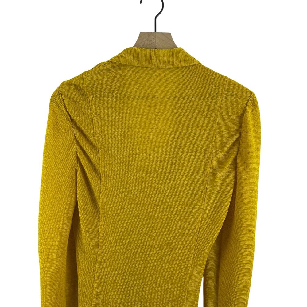 Anthropologie Women's Small Mustard Yellow Collared Flounce Sleeve Button Blouse - Picture 9 of 10